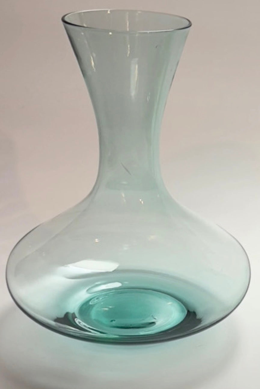 Skandinavisk turkis-grøn glaskaraffel i mundblæst glas, ca. 1960’erne