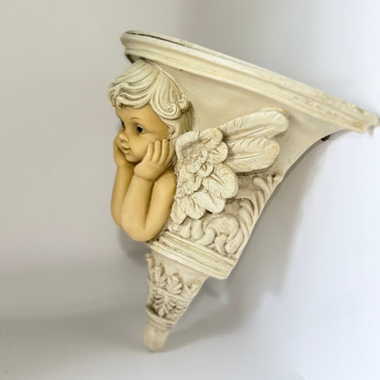 Vintage Wandkonsole mit Engel - Putte aus Polyresin 22 cm