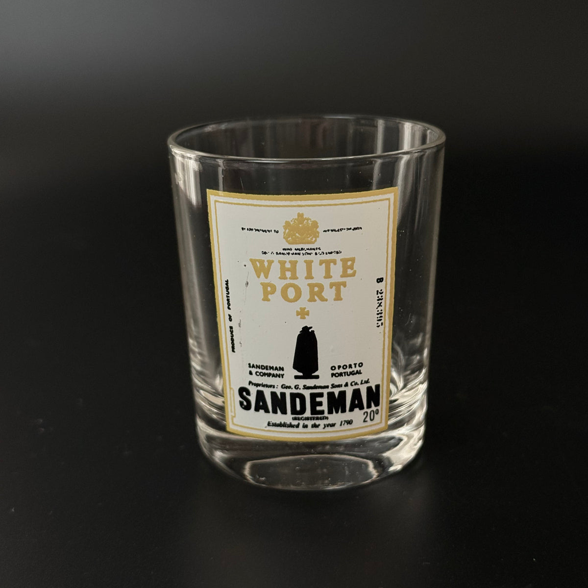Vintage portvinsglas med tryk 