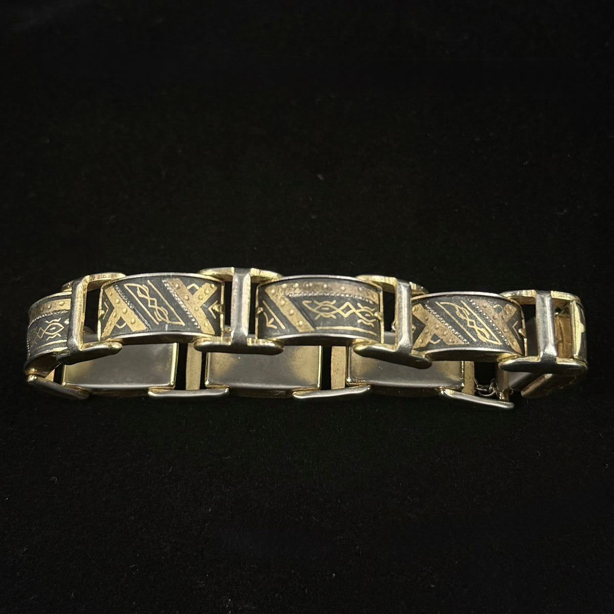 Vintage Toledo damascene armbånd med guldindlejring