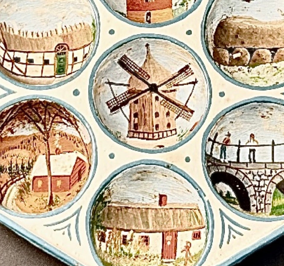 Håndmalet æbleskivepande i støbejern fra H. Jensen Jyderup 1979