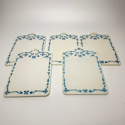 5 Retro-Butterbrotteller aus Kunststoff – im Muschelmalerei-Stil