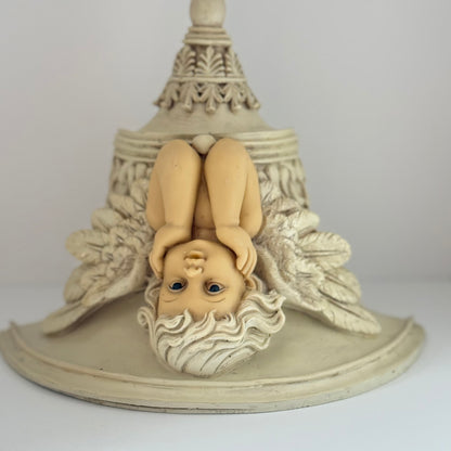 Vintage Wandkonsole mit Engel - Putte aus Polyresin 22 cm