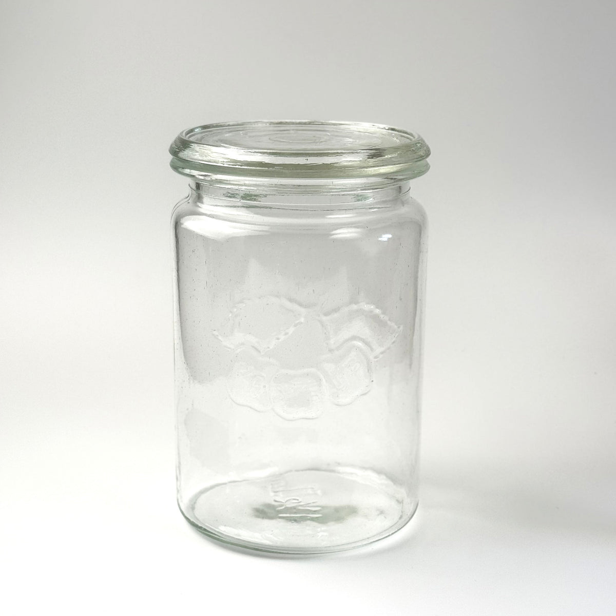 Kastrup Glasværk henkogningsglas 18,5 cm – gammelt sylteglas med glaslåg