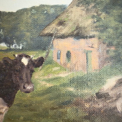 Originalgemälde von Kay Birkmose mit dänischem Landwirtschaftsmotiv in vergoldetem Rahmen