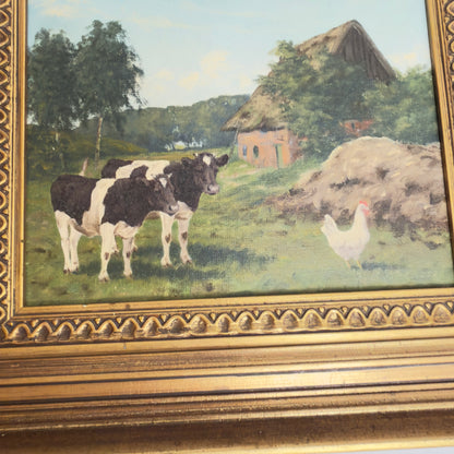 Originalgemälde von Kay Birkmose mit dänischem Landwirtschaftsmotiv in vergoldetem Rahmen