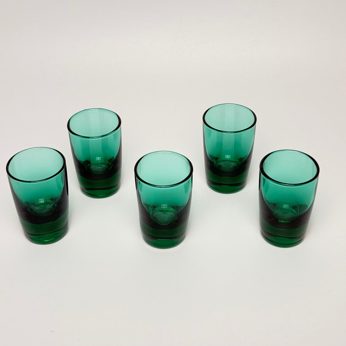 Hadeland „Kollen“ Schnapsgläser – Willy Johansson – grün/türkis – 1960er Jahre – Set à 5