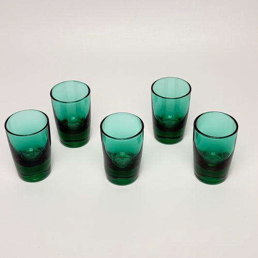Hadeland „Kollen“ Schnapsgläser – Willy Johansson – grün/türkis – 1960er Jahre – Set à 5