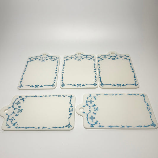 5 Retro-Butterbrotteller aus Kunststoff – im Muschelmalerei-Stil