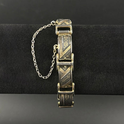 Vintage Toledo damascene armbånd med guldindlejring