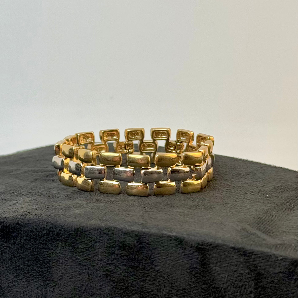 Vintage tofarvet armbånd i guld- og sølvfarvet metal
