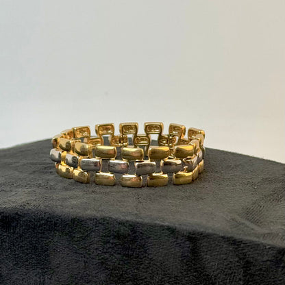 Vintage tofarvet armbånd i guld- og sølvfarvet metal