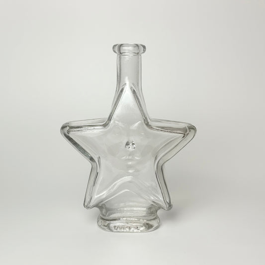 Vintage Stern-Karaffe aus Klarglas mit Gesicht – 18 cm