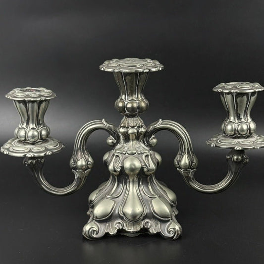 Antik Hans Jensen & Co. 3-armet kandelaber i EPNS – dansk vintage lysestage ca. 1920-1940 - Frøken Lilly