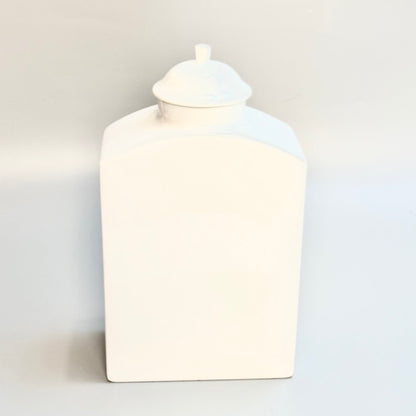 Bing & Grøndahl hvid porcelæns thekrukke med låg – klassisk dansk design - Frøken Lilly