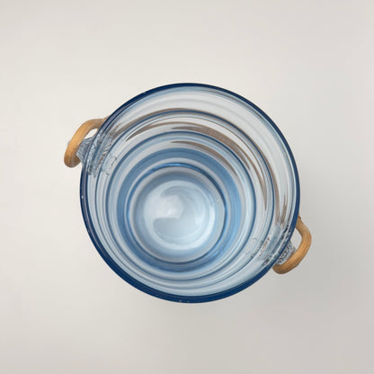 Holmegaard vintage isspand i lyseblåt glas med rattan hank, 1930-1950'erne - Frøken Lilly