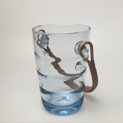 Holmegaard vintage isspand i lyseblåt glas med rattan hank, 1930-1950'erne - Frøken Lilly