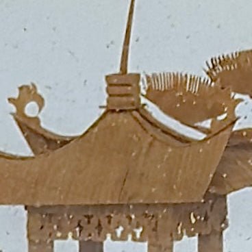 Kinesisk korkdiorama med landskab, pagode og panda i lakglasmontre – San You, ca. 1960’erne - Frøken Lilly