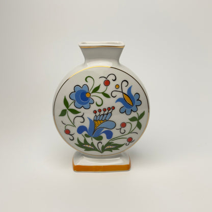 Lubiana kashubisk porcelænsvase blå folkedekor – vintage polen 1970’erne - Frøken Lilly