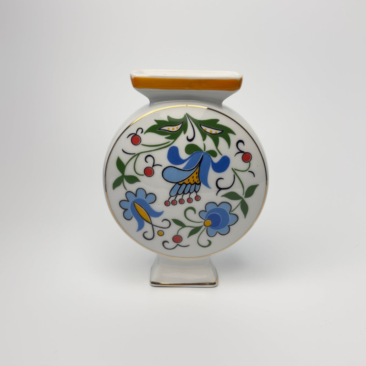 Lubiana kashubisk porcelænsvase blå folkedekor – vintage polen 1970’erne - Frøken Lilly