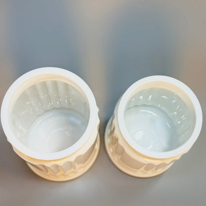 Opbevaringskrukker med låg i opalineglas – italiensk vintage - Frøken Lilly