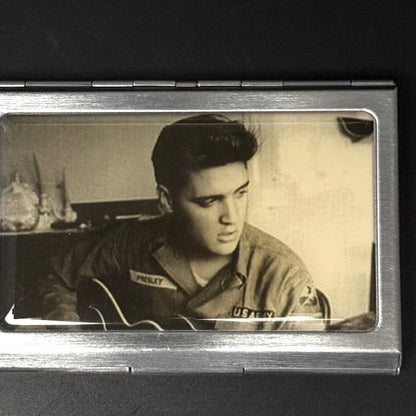 Vintage Elvis Presley visitkortholder i metal med retro foto - Frøken Lilly