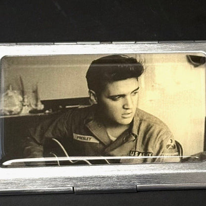 Vintage Elvis Presley visitkortholder i metal med retro foto - Frøken Lilly