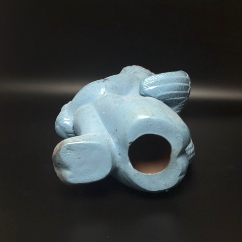 Vintage englebarn figur i keramik – lyseblå kerub - Frøken Lilly