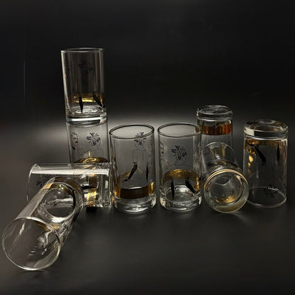 Vintage longdrink glas med grafisk motiv – 80/90’er med 40’ernes art deco stil - Frøken Lilly