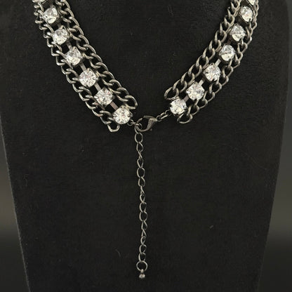 Vintage statement choker halskæde med kædefrynser og sten - Frøken Lilly